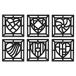Roylco Stained Glass Frames Pack - Hearts, six different styles
