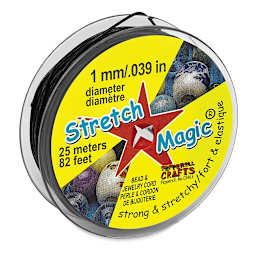 Stretch Magic Jewelry Cord - 1 mm Black Cord spool shown upright