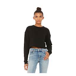 Bella Canvas Cropped Crew Fleece - Black, Medium - on person, front