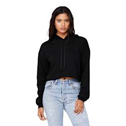 Bella Canvas Cropped Fleece Hoodie - Model wearing Black Hoodie
