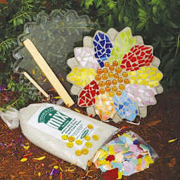 Milestones Mosaic Stepping Stone Kit - Daisy (Kit contents shown with sample completed daisy stepping stone)