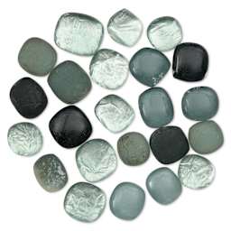 Mosaic Mercantile Glass Pebble Tiles - Black Silver, 4 oz, out of packaging