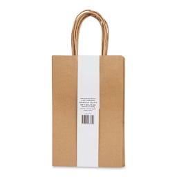 American Crafts Fancy That Kraft Bags - Natural, Small, Package of 6, 8-1/4"H x 5-1/4"W x 3-1/4"D (Back of packaging)