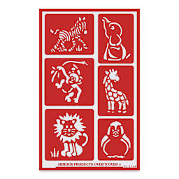 Armour Over ‘N’ Over Glass Etching Stencil - Baby Zoo Animals