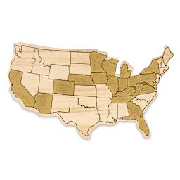 Walnut Hollow Birch Wood Shapes - Wooden plaque of United States with states outlined