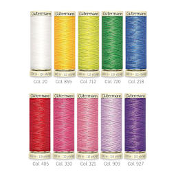Gutermann Sew-All Polyester Thread - Set of 10, Spring Shades, 110 yd Spools