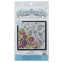 Zenbroidery Stamped Embroidery Kits - Front of package of Floral Design
