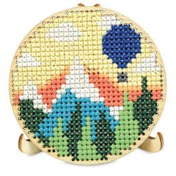 Cross Stitch Style Wood Shapes and Stands - Suggested design finished and displayed
