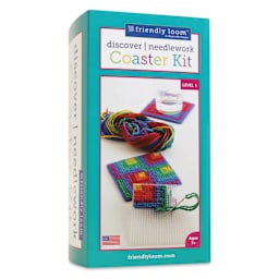 Friendly Loom Needlepoint Coaster Kit - front of packaging