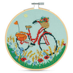 DMC Cross Stitch Kit - Red Bike, finished