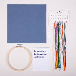 DMC Cross Stitch Kit - Orange Van, contents