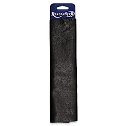Realeather Premium Trim Leather - Front view of Black Leather on Hang Tag