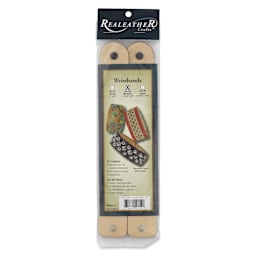 Realeather Leather Wristbands - Natural, Pkg of 2, front of the packaging