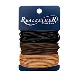 Realeather Round Leather Lace - Black/Brown/Natural, 2 mm x 8 yds, on card