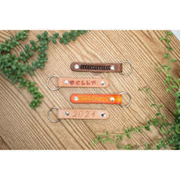 Realeather Leather Key Fob Kit, four personalized key fobs 