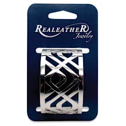 Realeather Filigree Bracelet- 1 1/2" Chrome Cantinia style, shown packaged