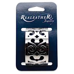 Realeather Filigree Bracelet- 1 1/2" Chrome Palermo style shown packaged