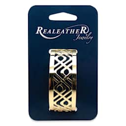 Realeather Filigree Bracelet- 1" Gold Cantinia style, shown packaged
