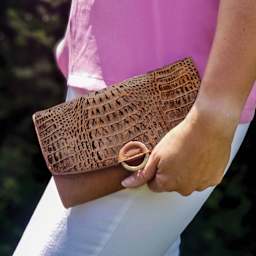 Realeather Printed Leather Trim - Caiman Light Brown, 8-1/2" x 11", hand purse cover made with trim