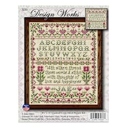 Design Works Counted Cross Stitch Kit - Stitcher Sampler, 8-1/2" x 11" - front of packaging