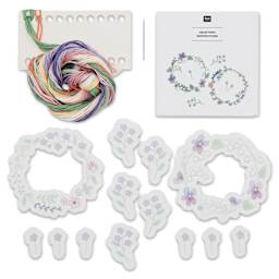Rico Design Stick and Stitch Embroidery Kit - Pkg of 13, Flower Wreaths contents