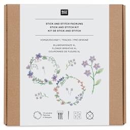 Rico Design Stick and Stitch Embroidery Kit - Pkg of 13, Flower Wreaths