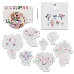 Rico Design Stick and Stitch Embroidery Kit - Pkg of 7, Bouquets contents