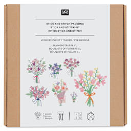 Rico Design Stick and Stitch Embroidery Kit - Pkg of 7, Bouquets