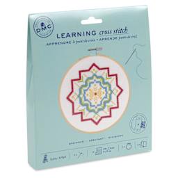 DMC Learning Cross Stitch Kit - front of packaging, angled