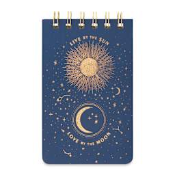 DesignWorks Ink Live By The Sun Notepad - Blue Cover with golden sun, moon, and stars