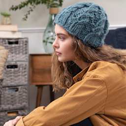 Premier Yarn So Woolly Yarn - Side view of model wearing Knit Cap