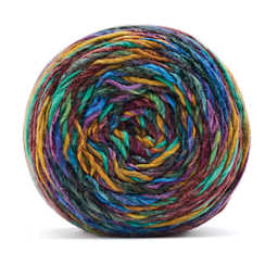Premier Yarn Spun Colors Yarn - Stained Glass, 419 yds showing top of cake