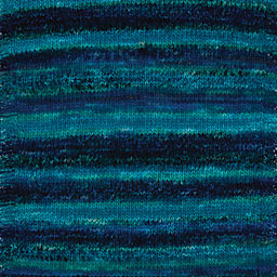 Premier Yarn Spun Colors Yarn - Teal Atoll, 419 yds close up showing completed knitted pattern