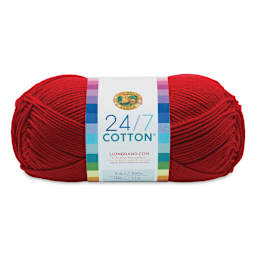 Lion Brand 24/7 Cotton Yarn - Red, 186 yards