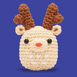 The Woobles Beginner Crochet Amigurumi Kit - Reindeer, finished kit