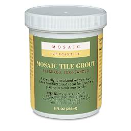 Mosaic Mercantile Pre-mixed Tile Grout - Front of 8 oz jar of White Grout
