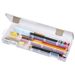 ArtBin Solutions Box - 12-1/2" x 5" x 1-1/2", lid open, filled with supplies, supplies not included