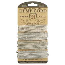 Hemptique Hemp Cord Card - Multi-Weight Twine, 104 ft, 10 - 48 lb