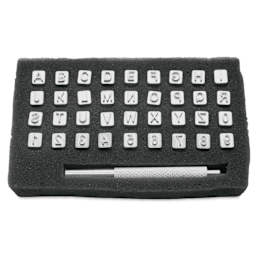 Realeather Leather Tooling Set - 1/4" Alphabet and Numbers with Handle, Set of 36 Stamps