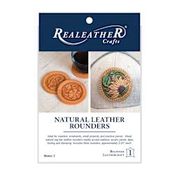 Realeather Leather Rounders - 3", Pkg of 3, packaging