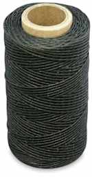 Realeather Waxed Thread - Top angled view of spool of Black Waxed Thread