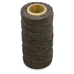 Realeather Waxed Thread - Top angled view of spool of Brown Waxed Thread