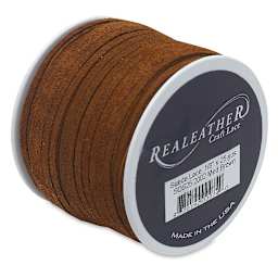 Realeather Suede Lace - 1/8" x 75 ft, Medium Brown