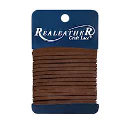 Realeather Suede Lace - 1/8" x 24 ft, Cafe Brown, packaging