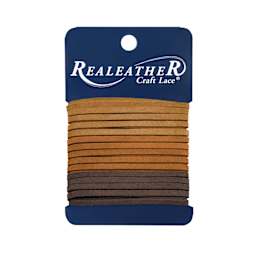 Realeather Suede Lace - 3/32" x 8 ft, Warm Tones, Set of 3, packaging