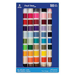 Coats & Clark Dual Duty XP All Purpose Thread Set - Set of 50, Assorted Colors front of packaging