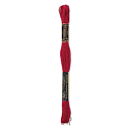 DMC Cotton Embroidery Floss - Dark Red, 8-3/4 yards showing back of packaging