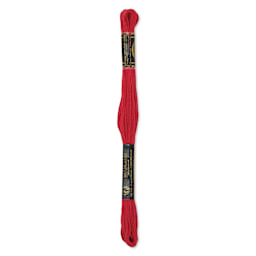 DMC Cotton Embroidery Floss - Very Dark Salmon, 8-3/4 yards showing back of packaging