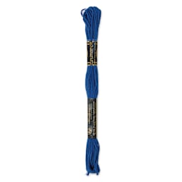 DMC Cotton Embroidery Floss - Ultra Very Dark Baby Blue, 8-3/4 yards showing back of packaging