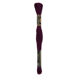 DMC Cotton Embroidery Floss - Very Dark Grape, 8-3/4 yards showing back of packaging